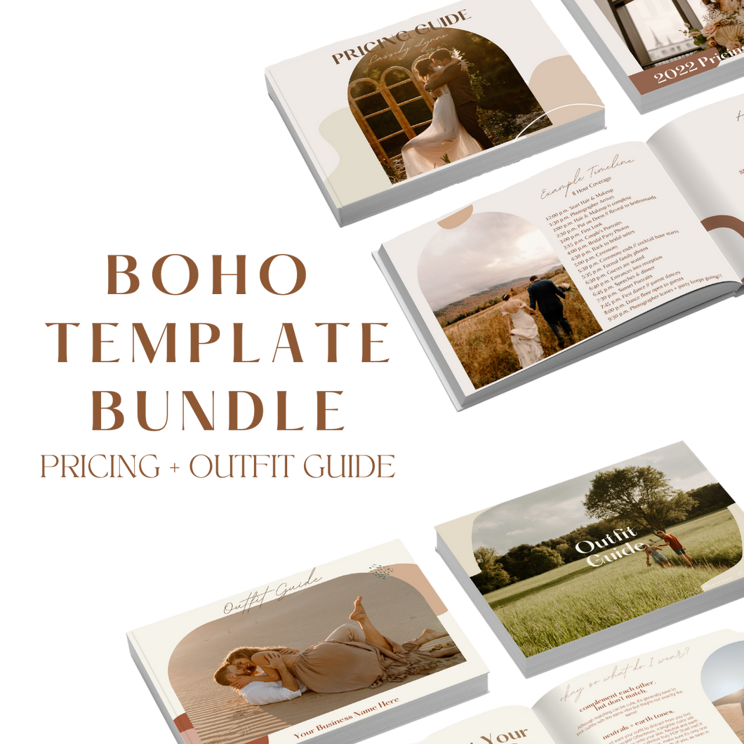 Boho Pricing Guide + Outfit Guide Template Bundle